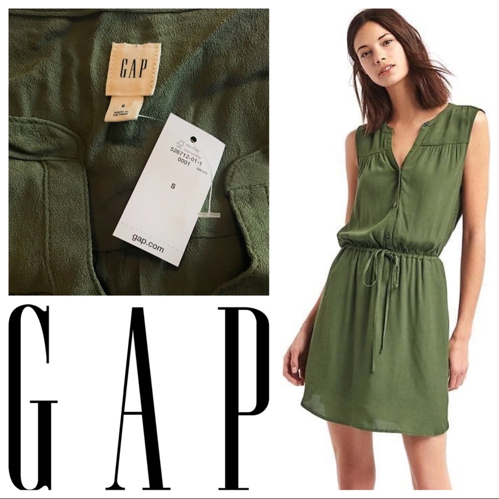 GAP Sleeveless Shirred Dress w/ Pockets Sz S NWT